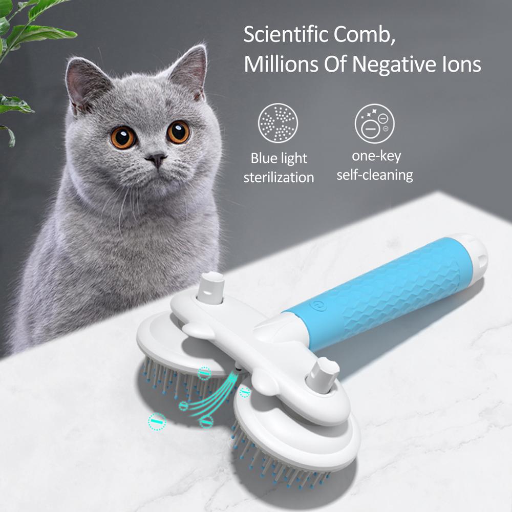 Double-Head Negative Ion Self-Cleaning Pet Brush