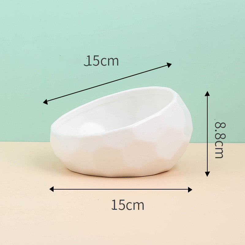 Ceramic Pet Bowl with Oblique Mouth