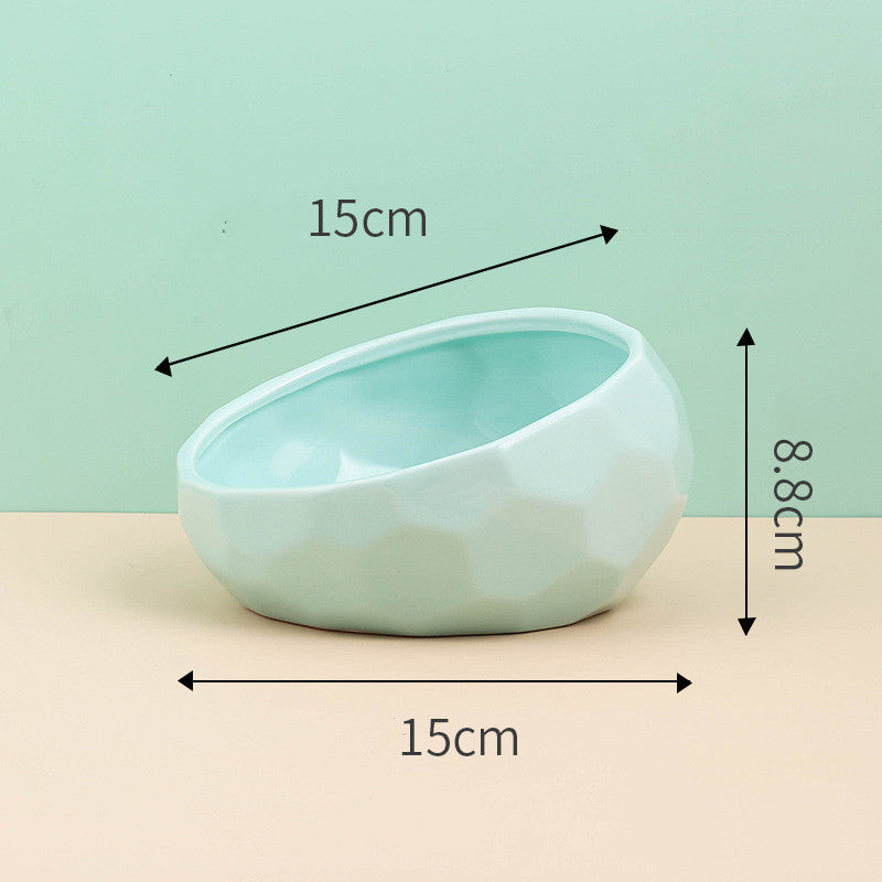 Ceramic Pet Bowl with Oblique Mouth
