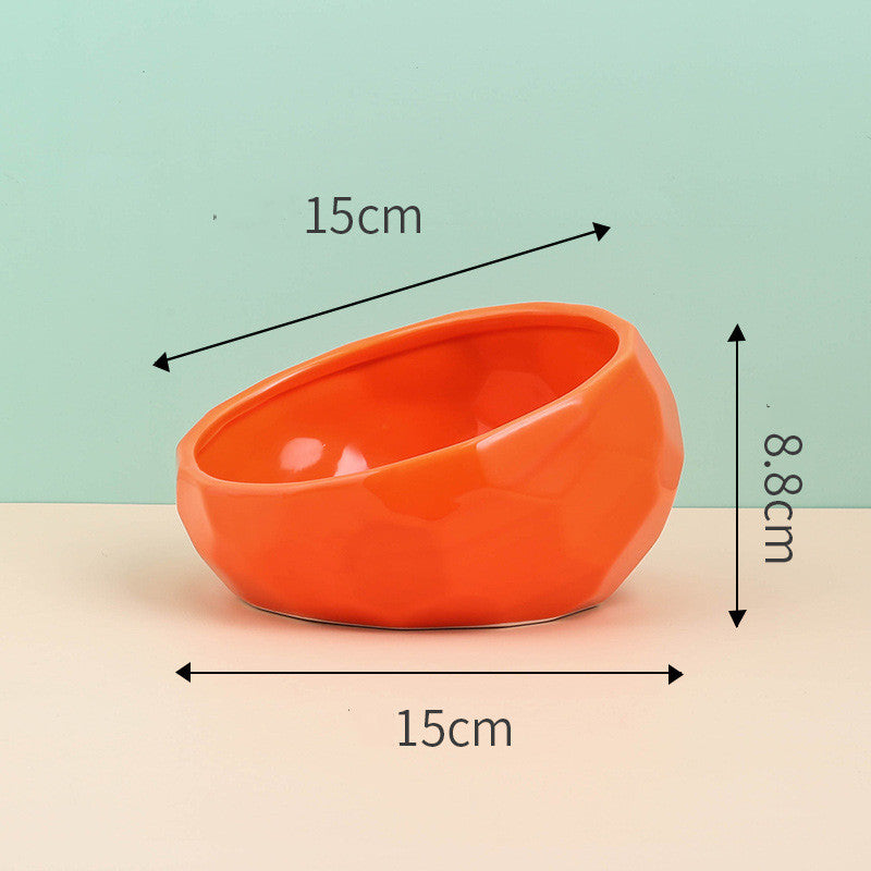 Ceramic Pet Bowl with Oblique Mouth
