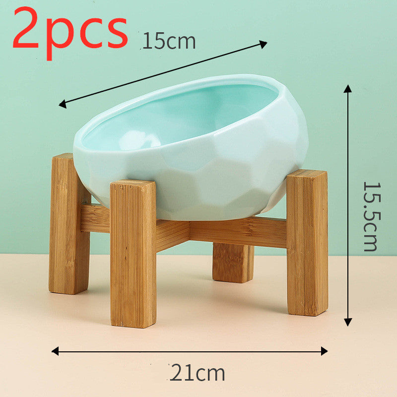 Ceramic Pet Bowl with Oblique Mouth