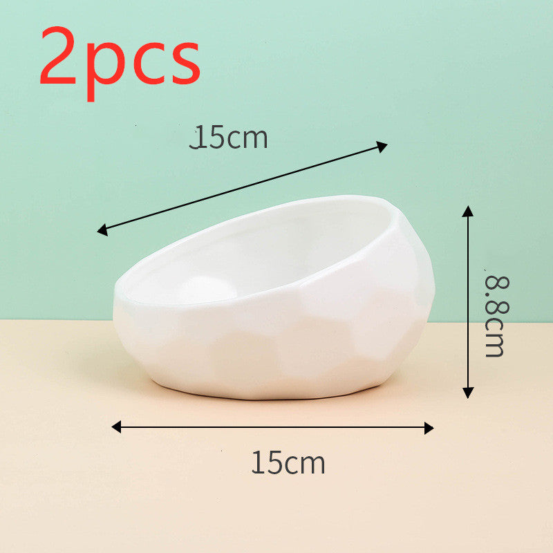 Ceramic Pet Bowl with Oblique Mouth