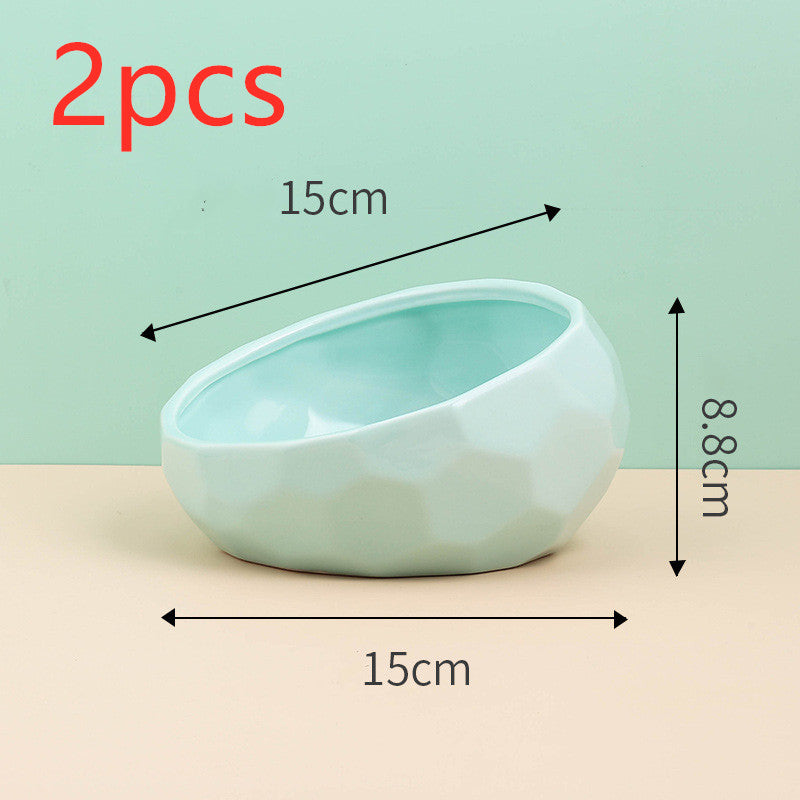 Ceramic Pet Bowl with Oblique Mouth