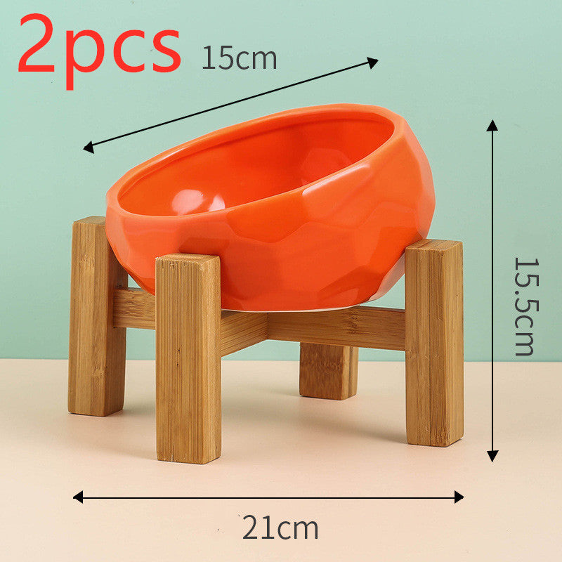 Ceramic Pet Bowl with Oblique Mouth