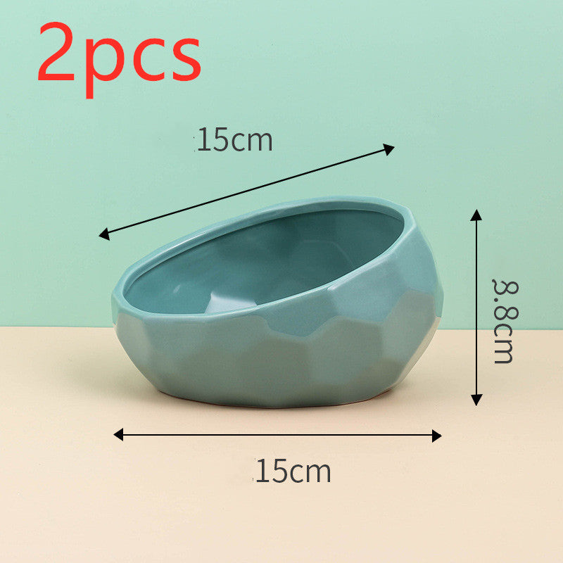 Ceramic Pet Bowl with Oblique Mouth