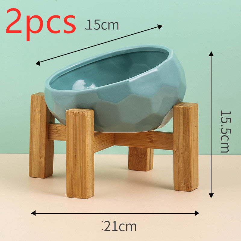 Ceramic Pet Bowl with Oblique Mouth