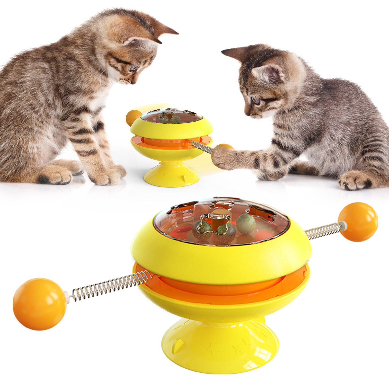 Rotatable Cat Toy with Catnip & Suction Base