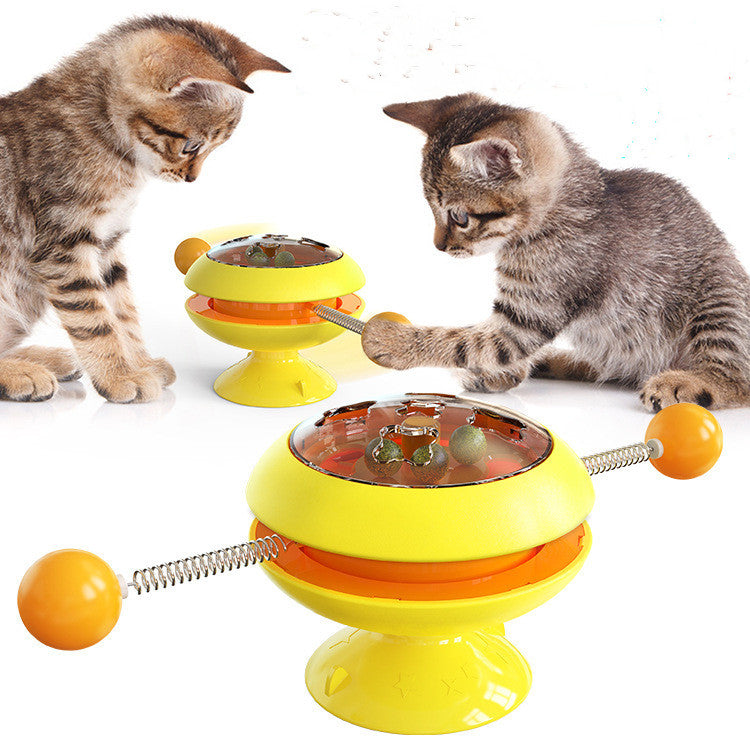 Rotatable Cat Toy with Catnip & Suction Base
