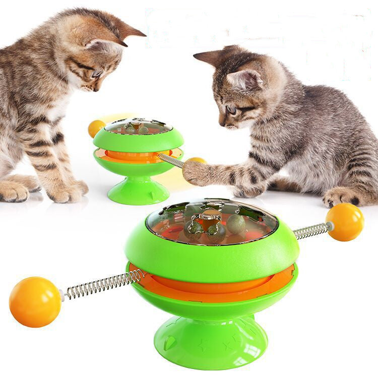Rotatable Cat Toy with Catnip & Suction Base