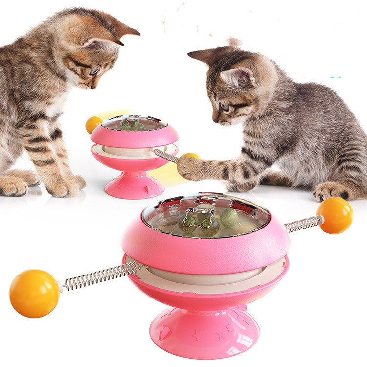Rotatable Cat Toy with Catnip & Suction Base