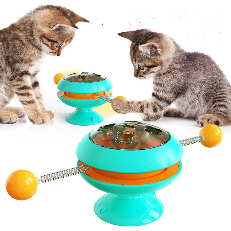 Rotatable Cat Toy with Catnip & Suction Base