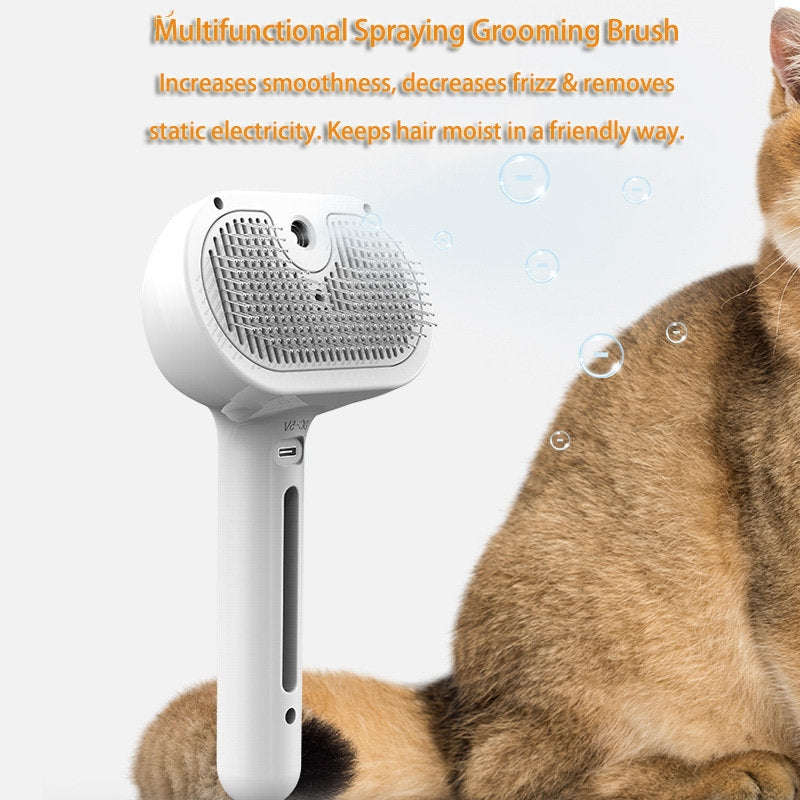 Self-Cleaning Mist-Enhanced Pet Grooming Comb