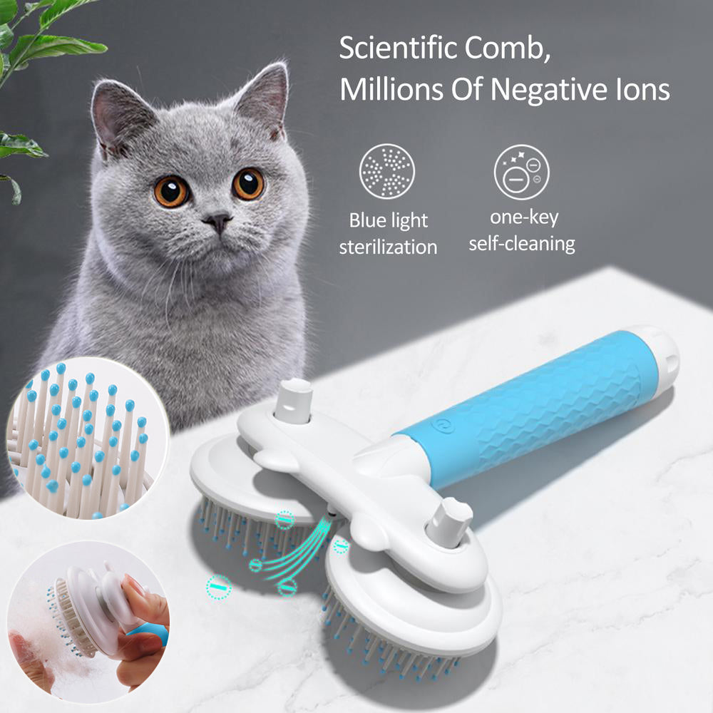 Double-Head Negative Ion Self-Cleaning Pet Brush