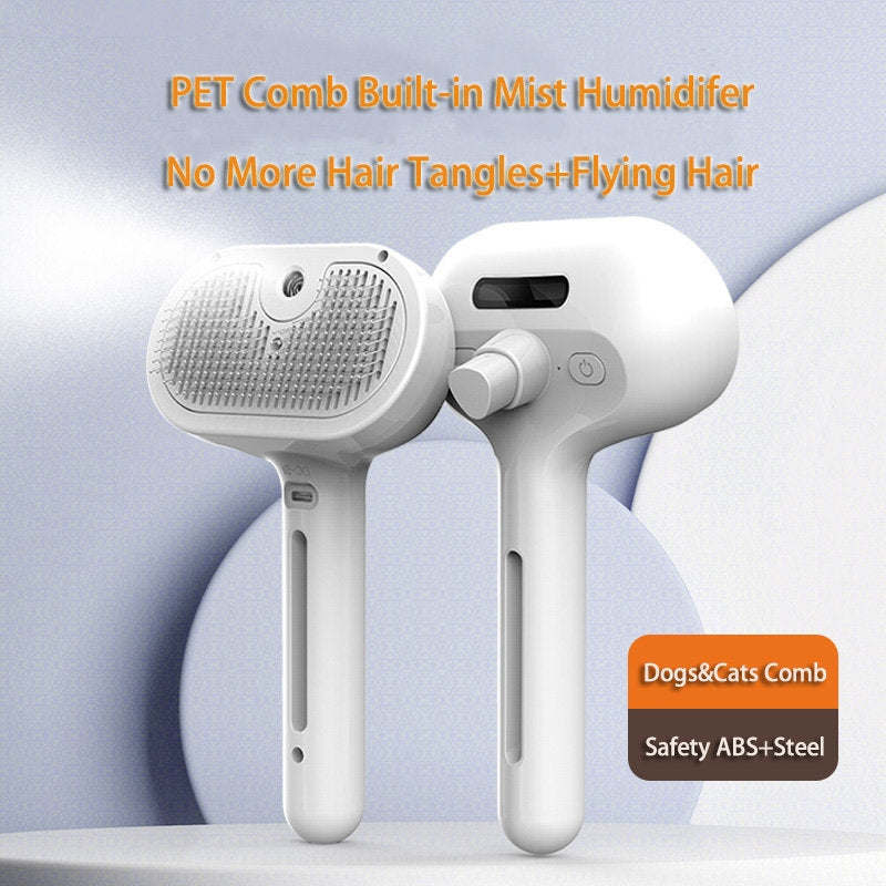 Self-Cleaning Mist-Enhanced Pet Grooming Comb