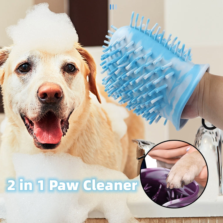 2-in-1 Pet Paw Cleaning Cup & Grooming Brush